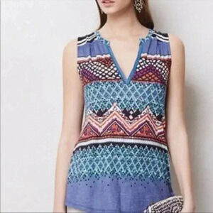 Anthropologie Meadow Rue Boho Geometric Mixed Print Tank - XS | Festival Chic